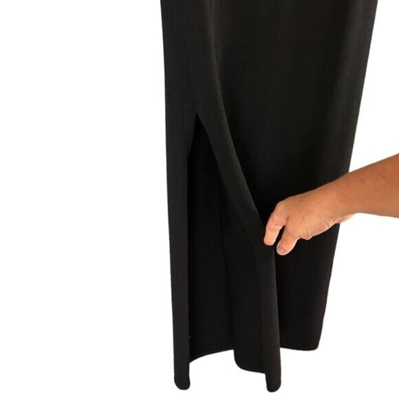St. John Evening by Marie Gray Black Knit Pencil Midi Skirt Basic Black Slit 4 - Picture 5 of 6